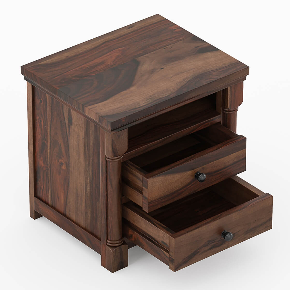 Bangalore solid wood bedside table in walnut finish