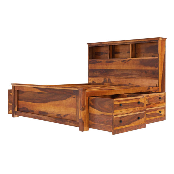 tectona solid wood bed in natural finish
