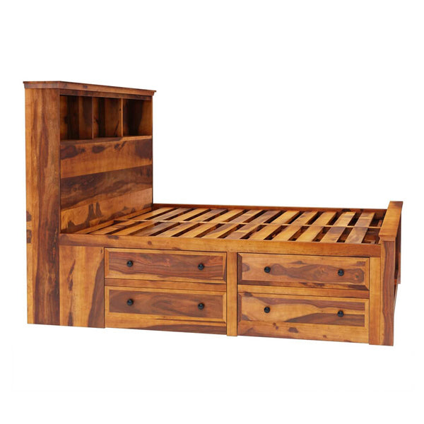 tectona solid wood bed in natural finish
