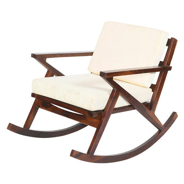 rocko chair in wood and white fabric