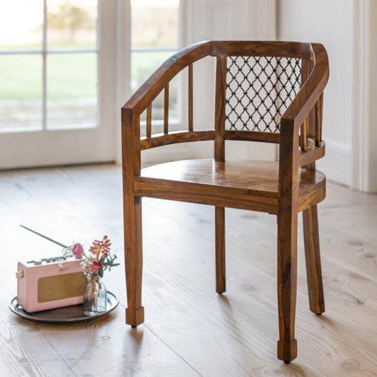 jali solid wood office chair in natural finish