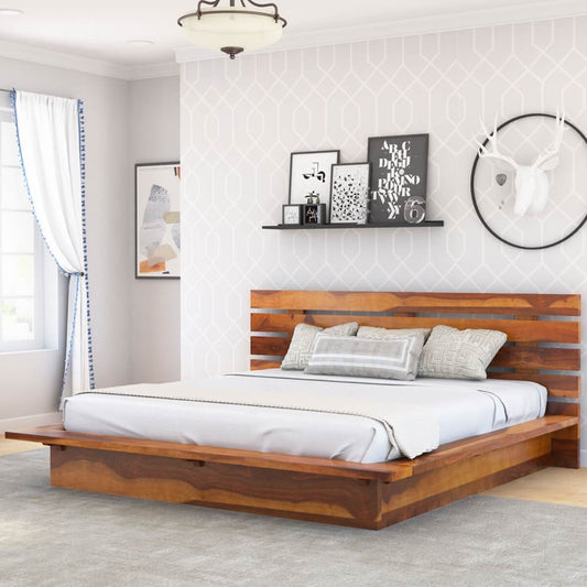 florentina solid wood platform bed in natural finish
