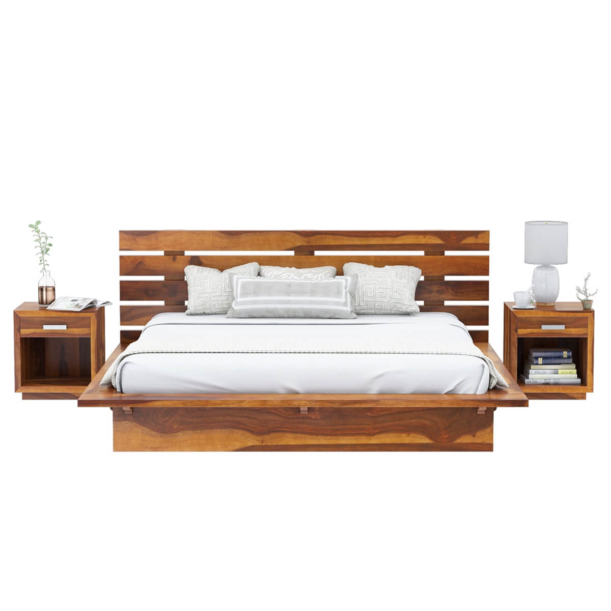 florentina solid wood platform bed in natural finish