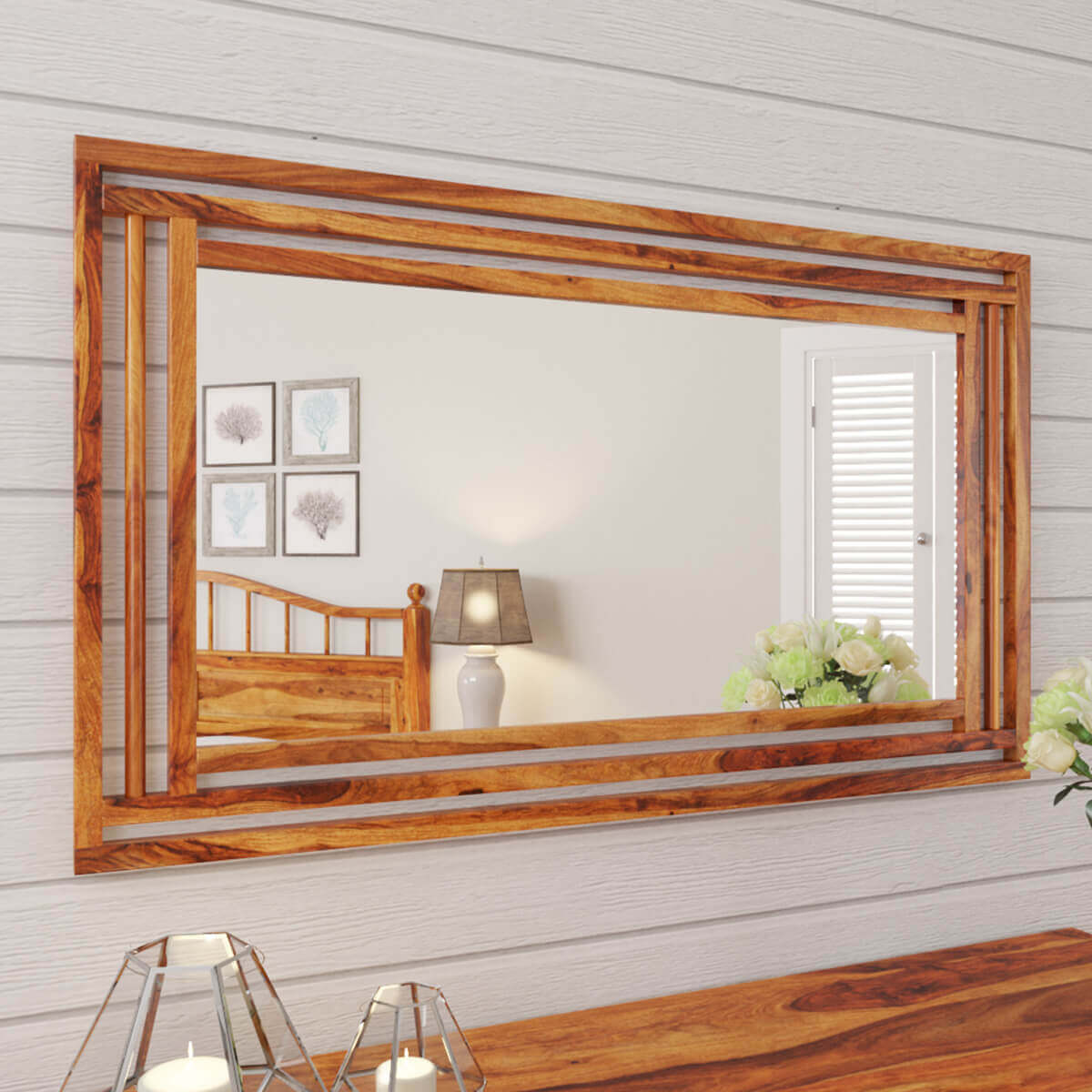 galaxy mirror in solid wood