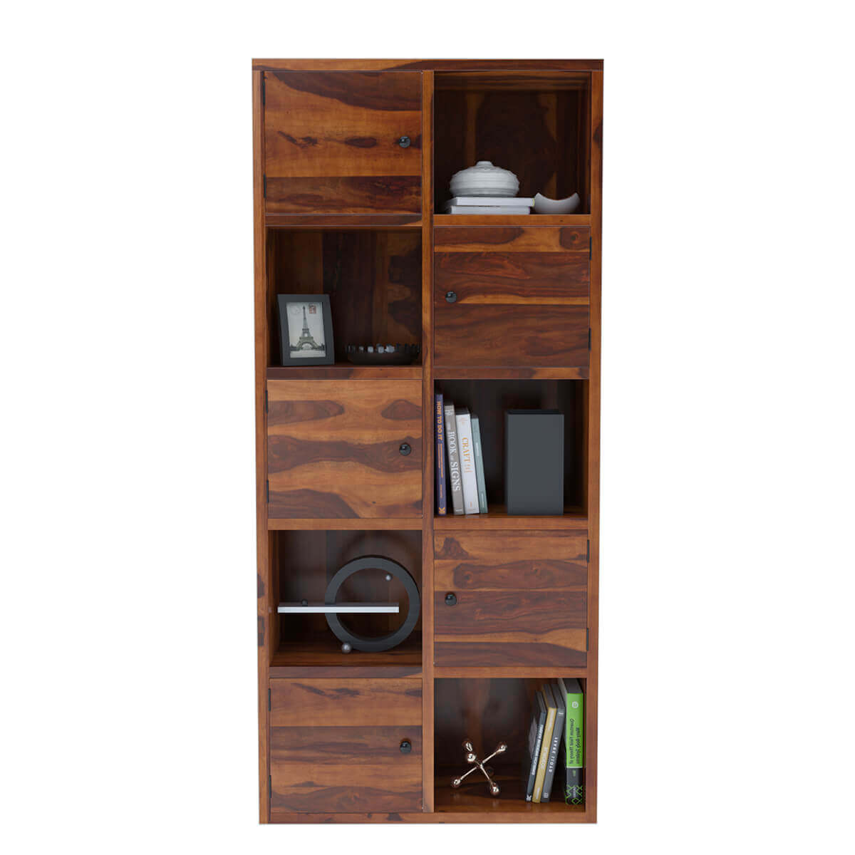 saraswati solid wood bookcase in natural finish