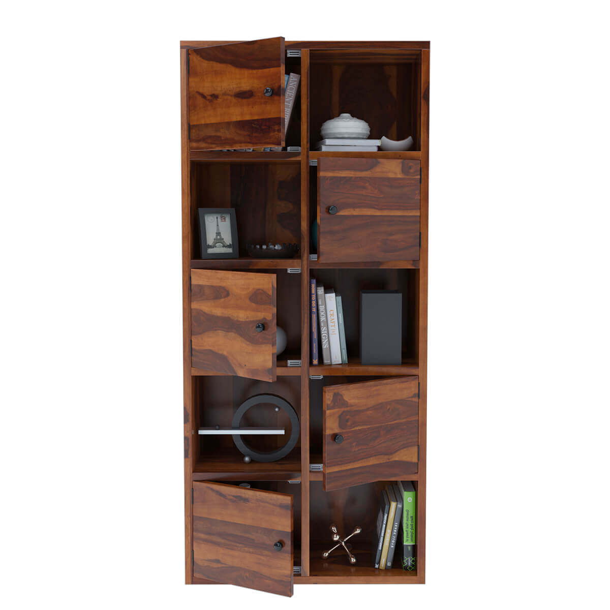 saraswati solid wood bookcase in natural finish