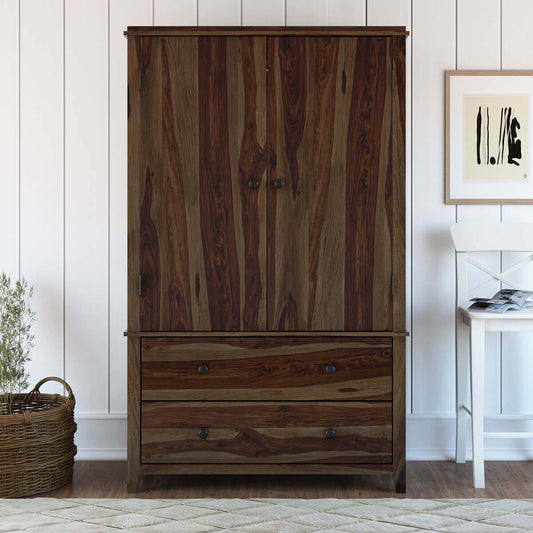romeo solid wood wardrobe in walnut finish