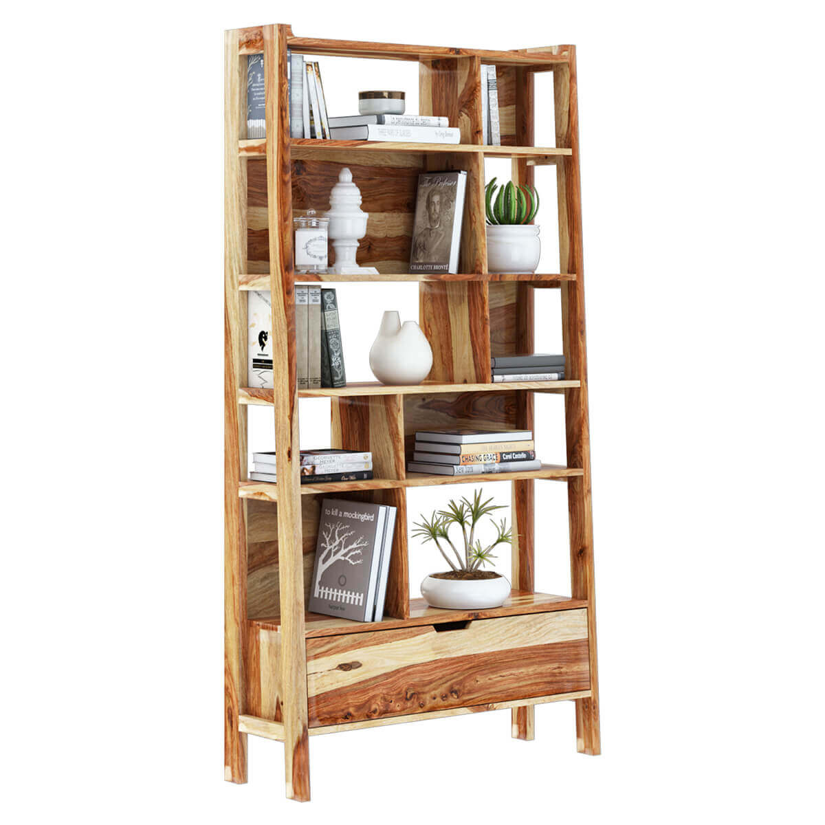 jolly solid wood bookcase in natural finish