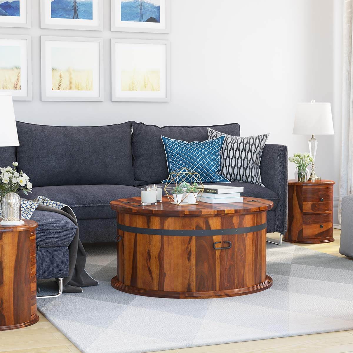 eiko solid wood coffee table in natural finish