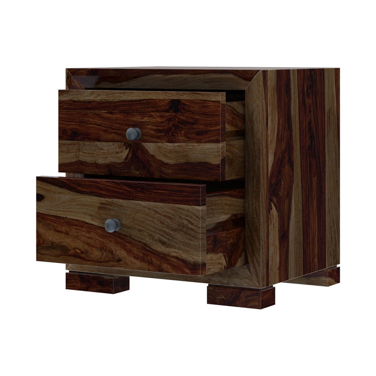udsar solid wood bedside table in walnut finish