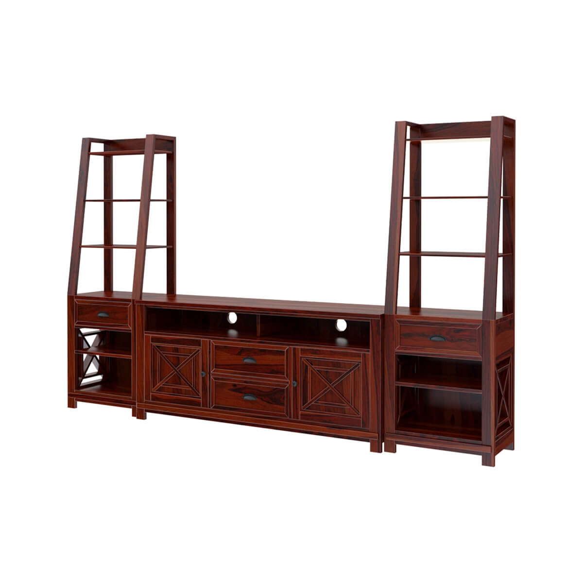 Toronto solid wood tv shelve in rosewood finish