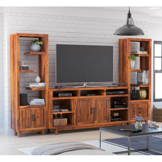 Kosmo solid wood TV Shelve in natural finish