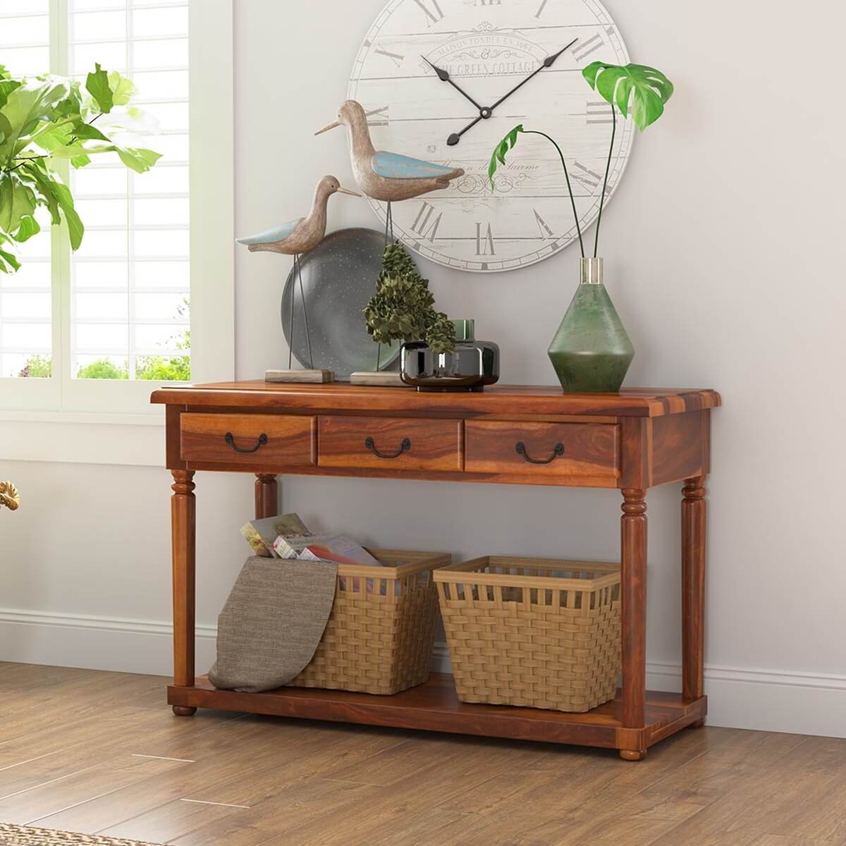 Bolt solid wood console table