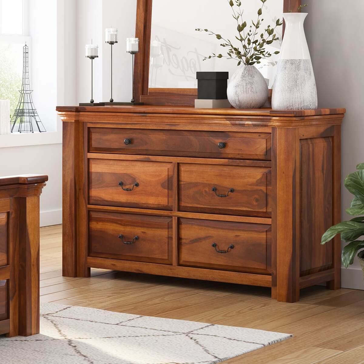 Flora solid wood dressing table in natural finish