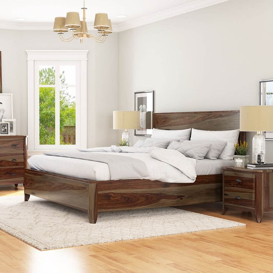romeo solid wood bed in walnut finish