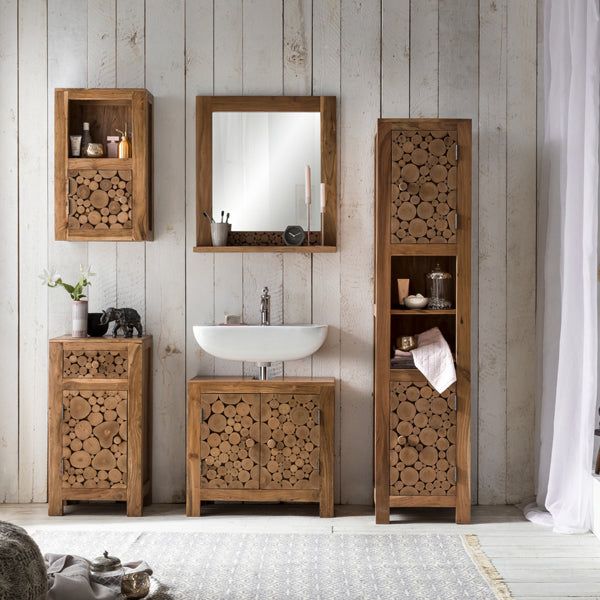 bonita solid wood mirror in stone finish