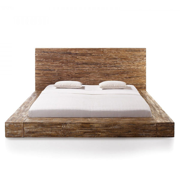 hector solid wood platform bed in rustic finish