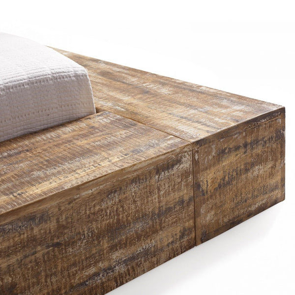 hector solid wood platform bed in rustic finish