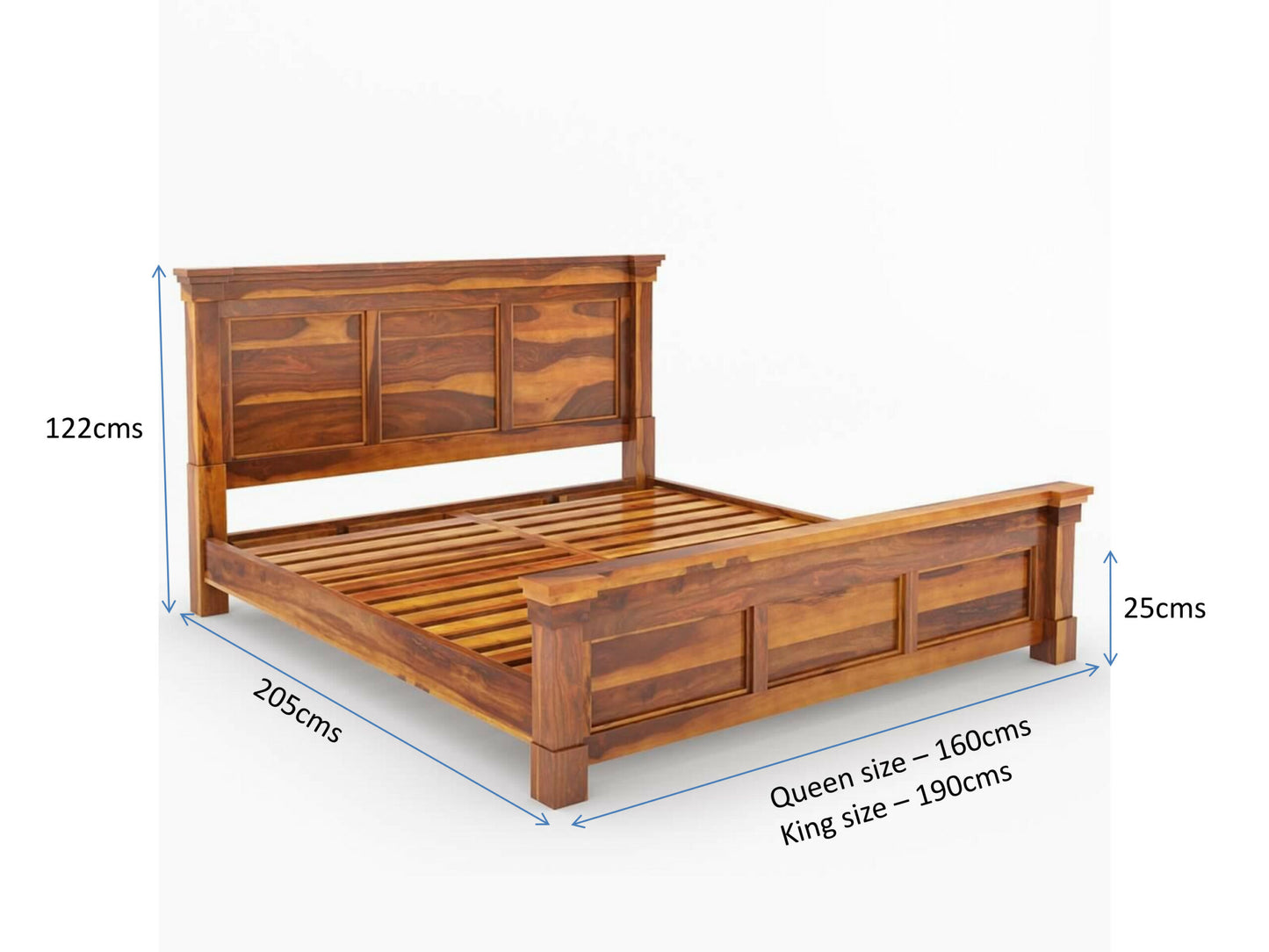 Damakas solid wood bed in natural finish