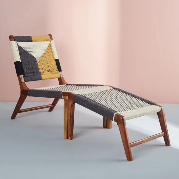 hola woven solid wood lounge chair