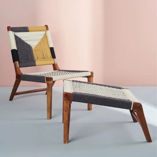 hola woven solid wood lounge chair