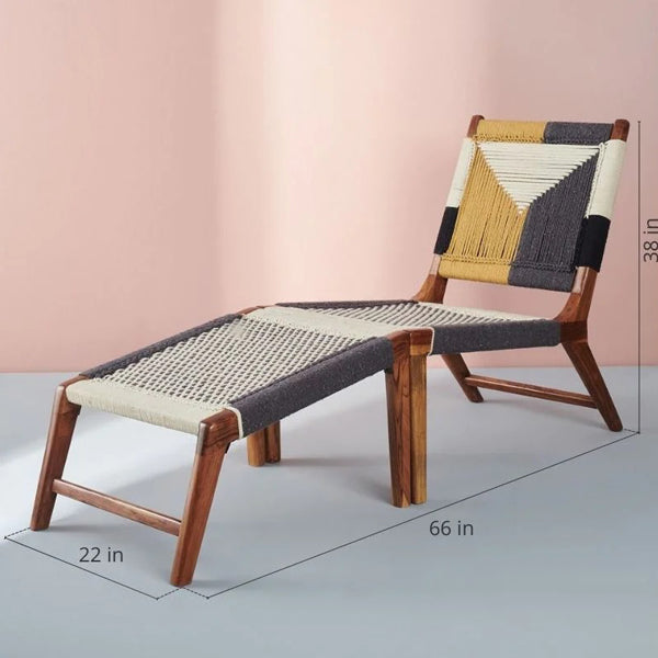 hola woven solid wood lounge chair