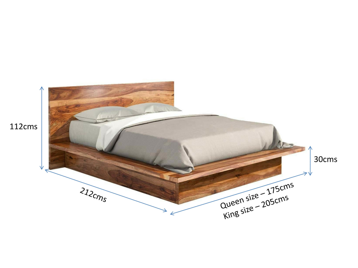 Matrix solid wood platform bed in natural finish