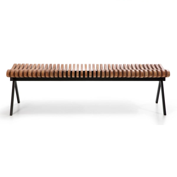 odu solid wood bench with metal legs
