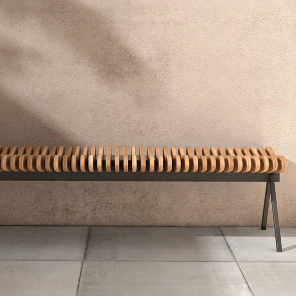 odu solid wood bench with metal legs