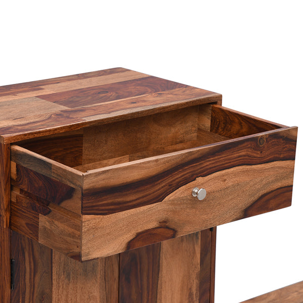 L shape solid wood shoe rack in stone finish