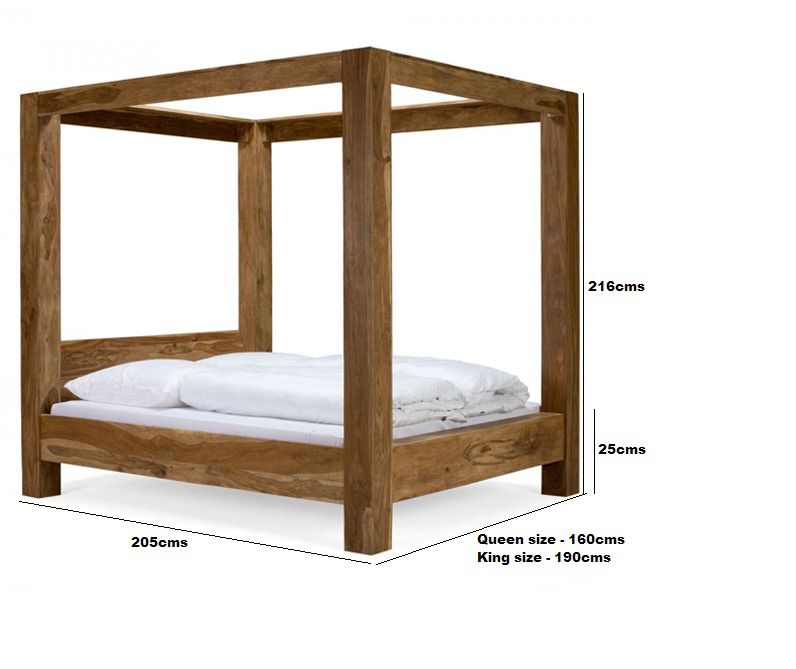 rio solid wood poster bed in natural finish
