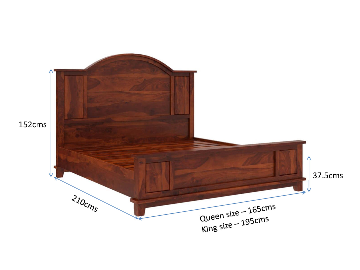 Rishiya solid wood king size bed in Rosewood finish