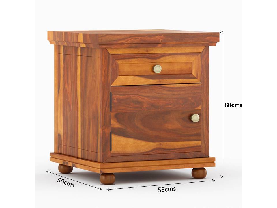 rogun solid wood bedside table in natural finish