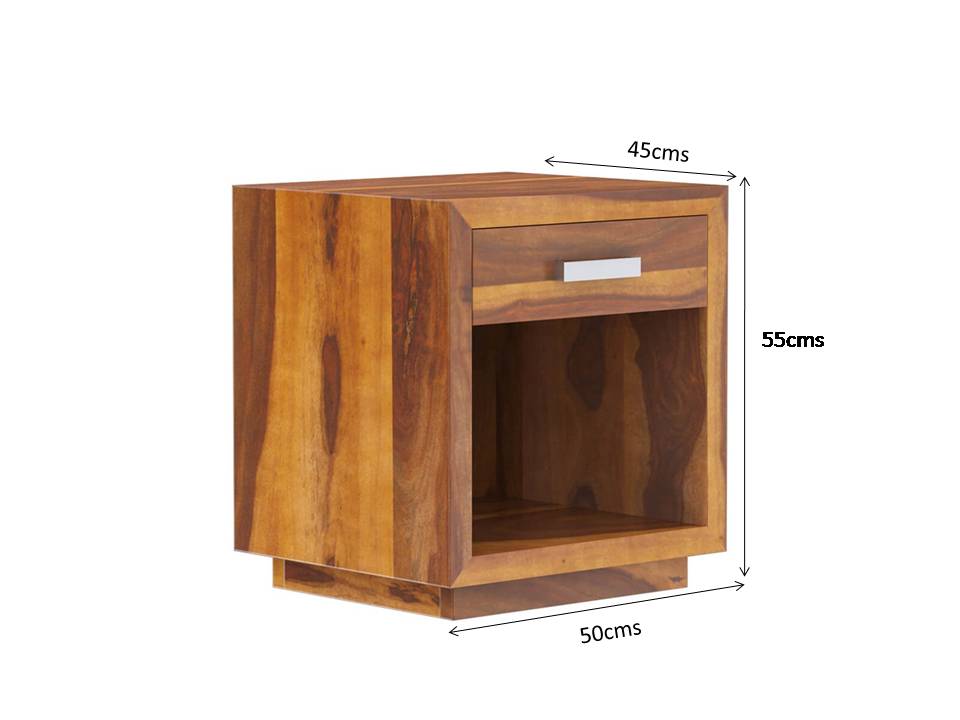 florentina solid wood bedside table in natural finish
