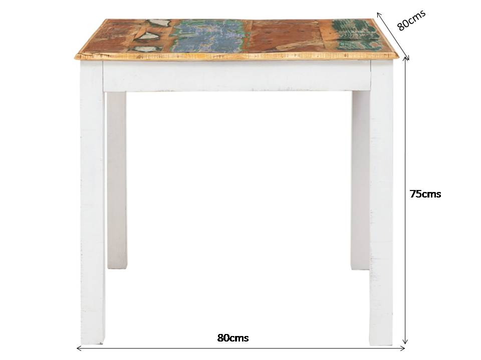 Abbey Solid Wood Dining Table In White, Rustic Finish