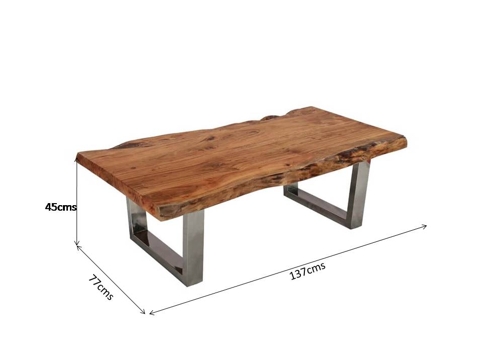 live edge coffee table with steel legs