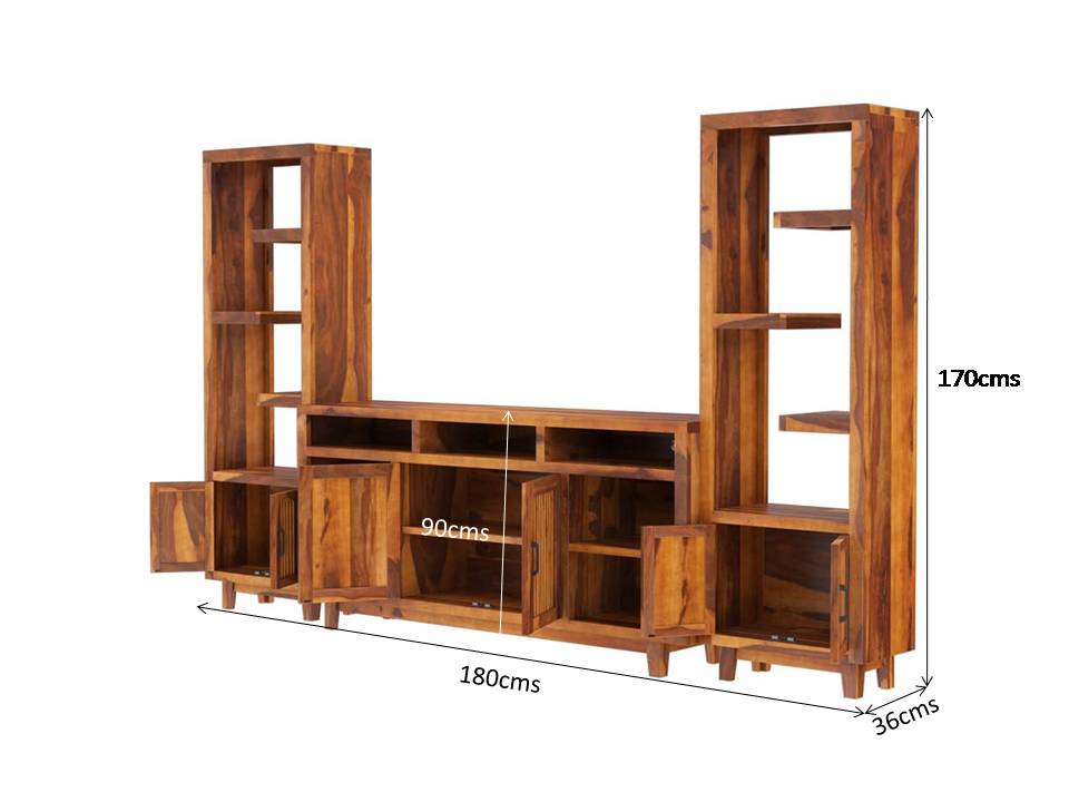 Kosmo solid wood TV Shelve in natural finish