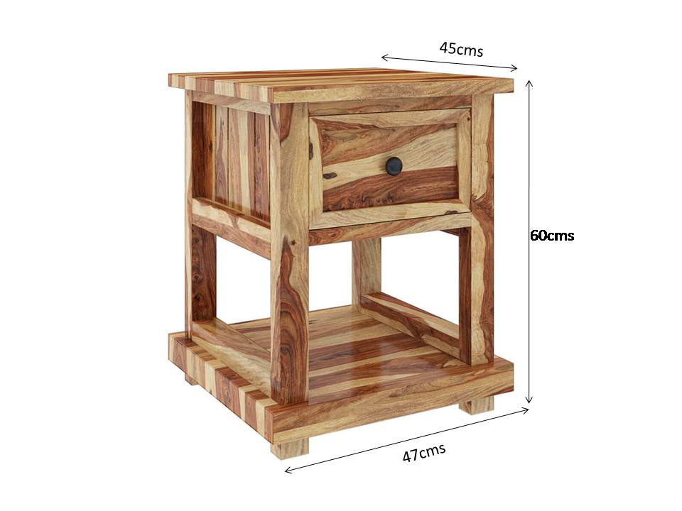 livia solid wood bedside table in lacquered finish