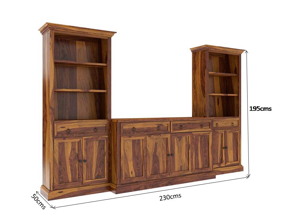 Martino solid wood media shelve along with Bookcases