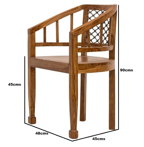 jali solid wood office chair in natural finish