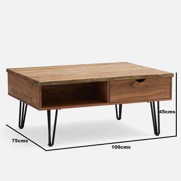 nikolas solid wood coffee table