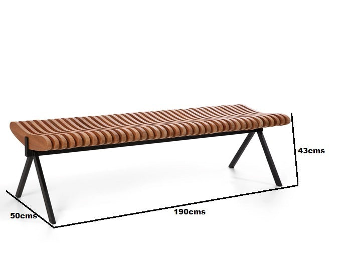 odu solid wood bench with metal legs