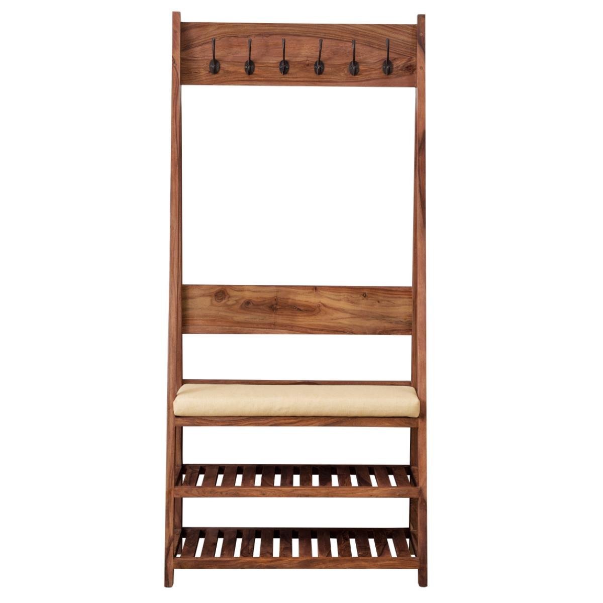 ladder solid wood shoe rack in natural finish