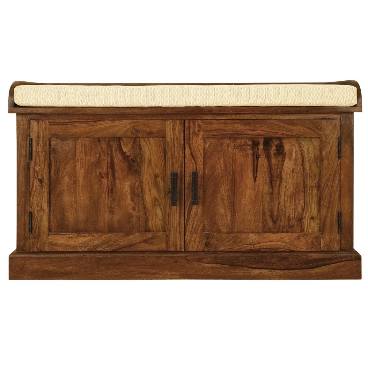 vayaka solid wood shoe rack with bench in natural finish