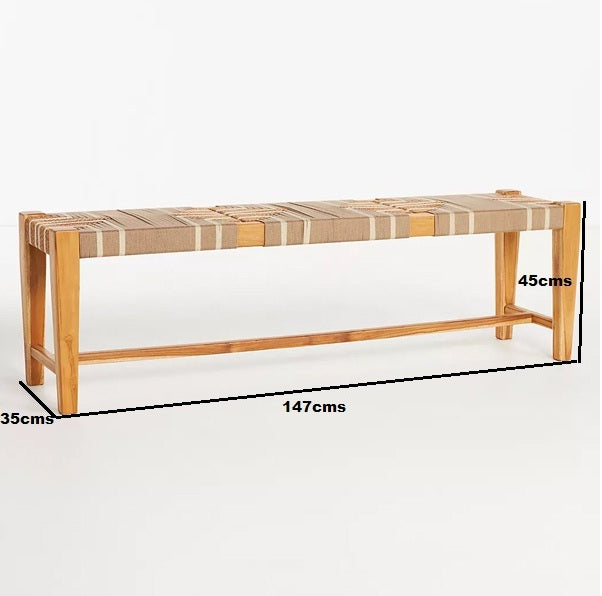 woven solid wood bench