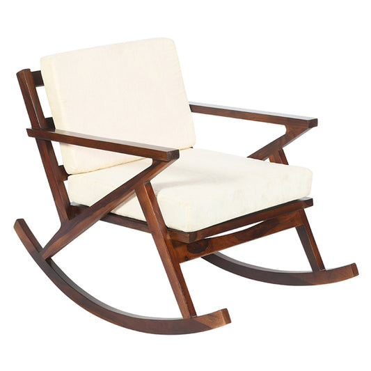 rocko chair in wood and white fabric
