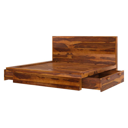 aura solid wood platform bed in natural finish