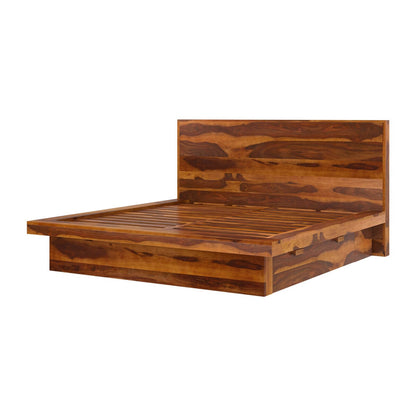 aura solid wood platform bed in natural finish