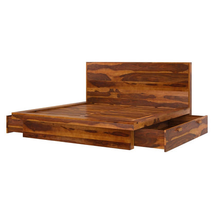 aura solid wood platform bed in natural finish