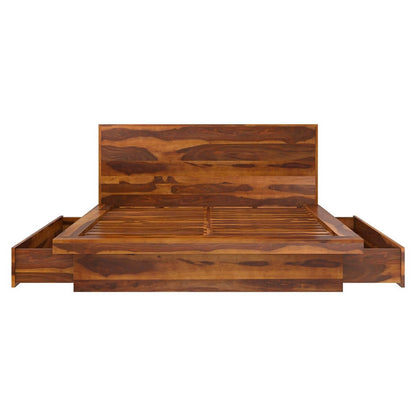 aura solid wood platform bed in natural finish